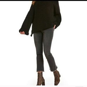 Free people crop faded black raw hem Jean